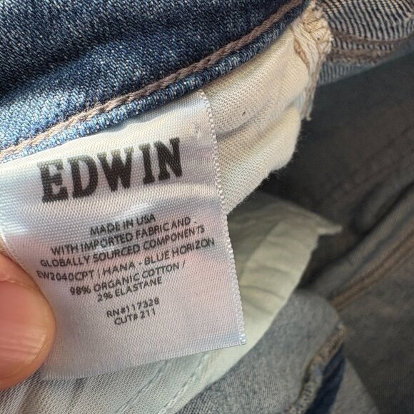 Edwin Hana blue jeans slim straight leg organic cotton/elastane women's 26 NWT - Picture 4 of 5